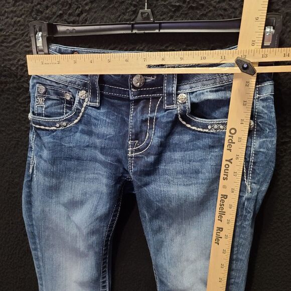 MissMe Womens Jeans Blue Size 25 Cotton Blend Signature Boot Pockets Button Zip - Picture 3 of 16